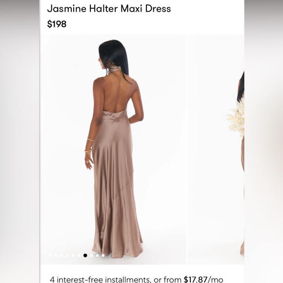 Show Me Your Mumu The Jasmine Halter Dress Dune Luxe Satin - Picture 2 of 4